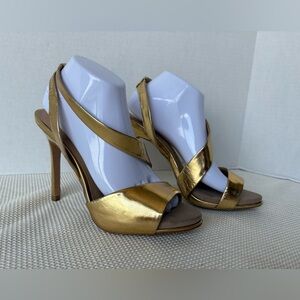 💥SALE💥Zara Women’s Size 41 (10) Gold High Heel Sandals Ultra High Sexy Dressy